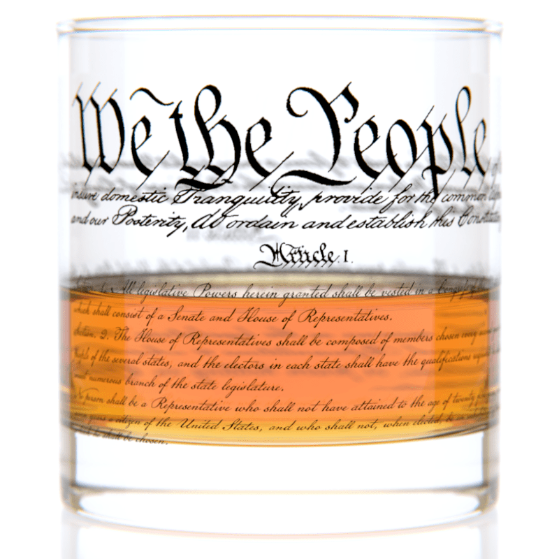 U.S. Constitution Whiskey Rocks Glass | 11 oz American Heritage Glassware | Patriotic Gift - PatriotDepot.com