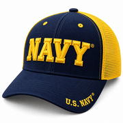 U.S. Navy Bold Block Letter Embroidered Trucker Hat - PatriotDepot.com
