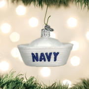 U.S. Navy Cap Glass Ornament - PatriotDepot.com