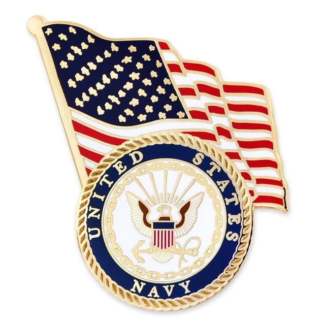 U.S. Navy Emblem & American Flag Patriotic Lapel Pin | Officially Licensed - PatriotDepot.com
