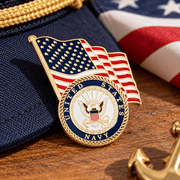 U.S. Navy Emblem & American Flag Patriotic Lapel Pin | Officially Licensed - PatriotDepot.com