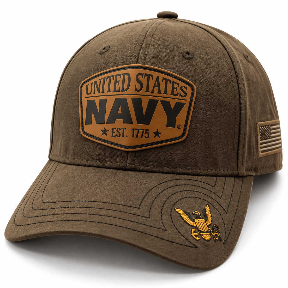U.S. Navy Heritage Waxed Cotton Hat | Leatherette Patch - PatriotDepot.com