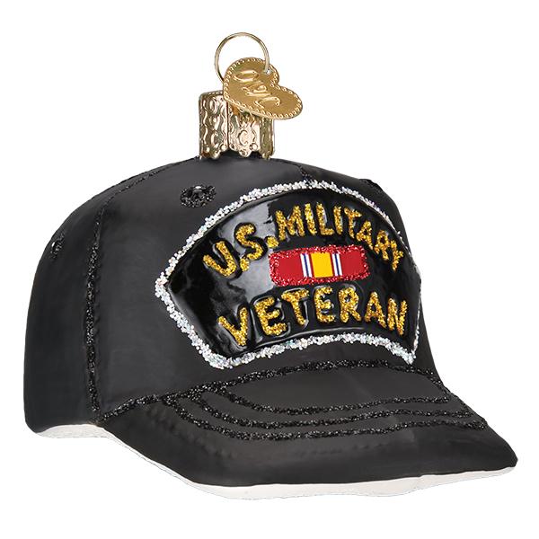 U.S. Veteran Cap Glass Ornament - PatriotDepot.com