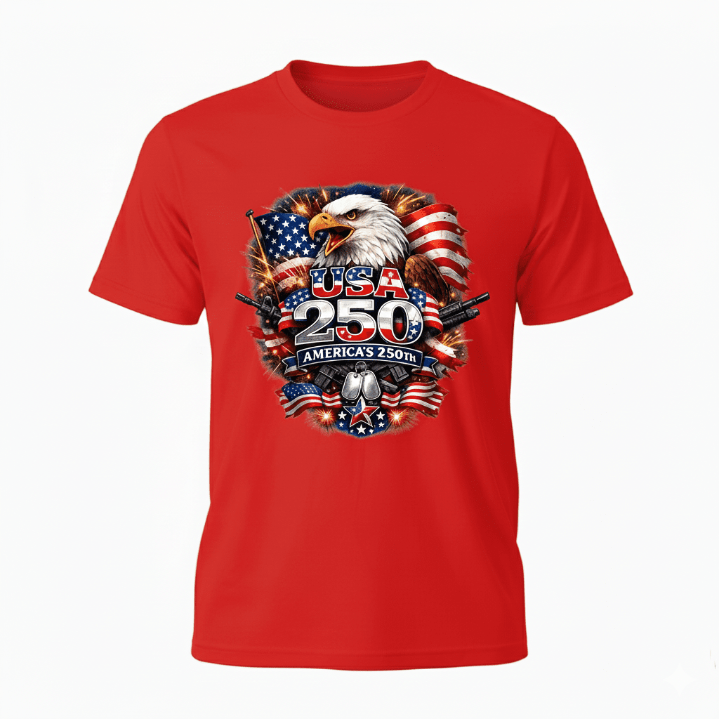 USA 250 America’s 250th Anniversary Patriotic Eagle T-Shirt - PatriotDepot.com
