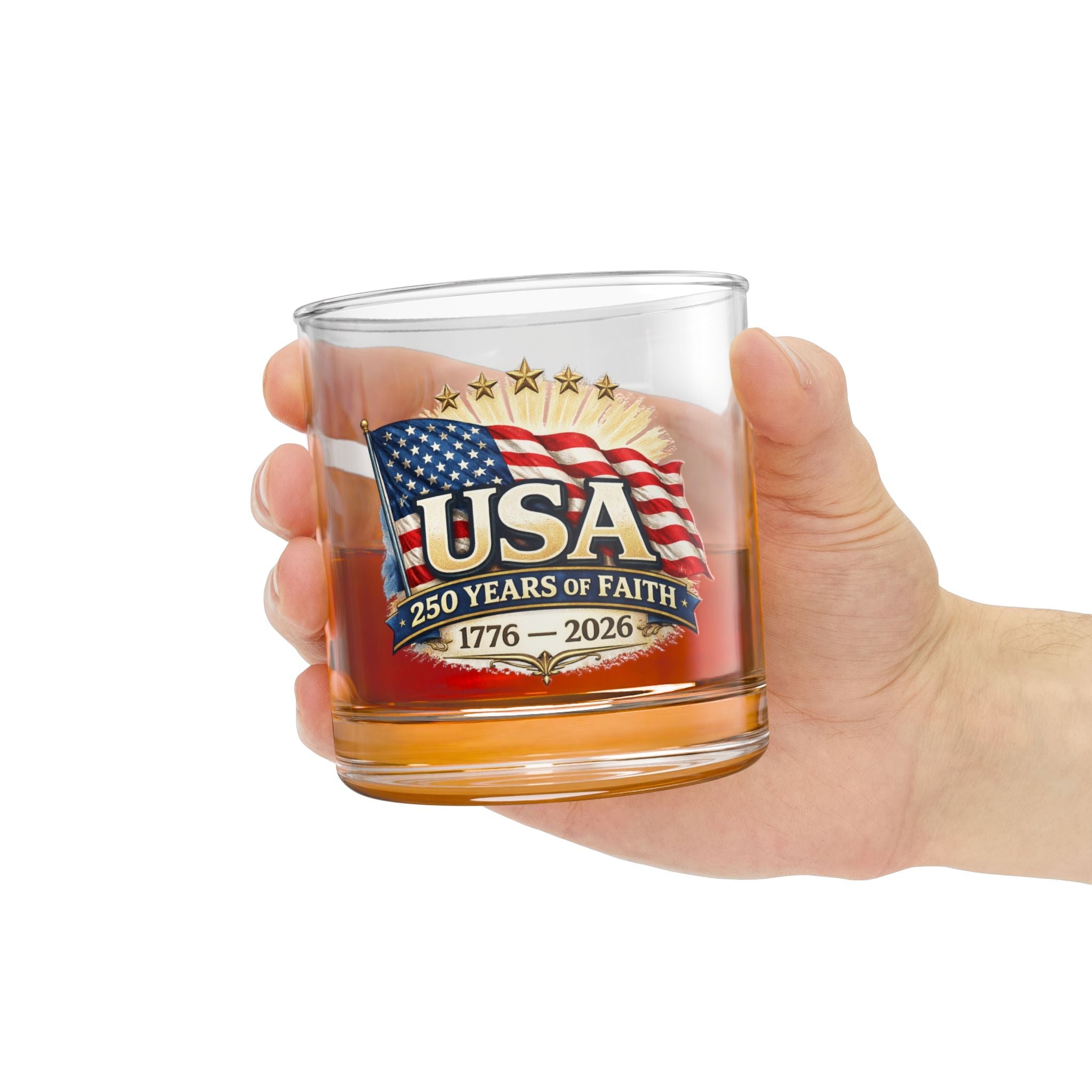 USA 250 Years of Faith 1776–2026 Patriotic Glass - PatriotDepot.com