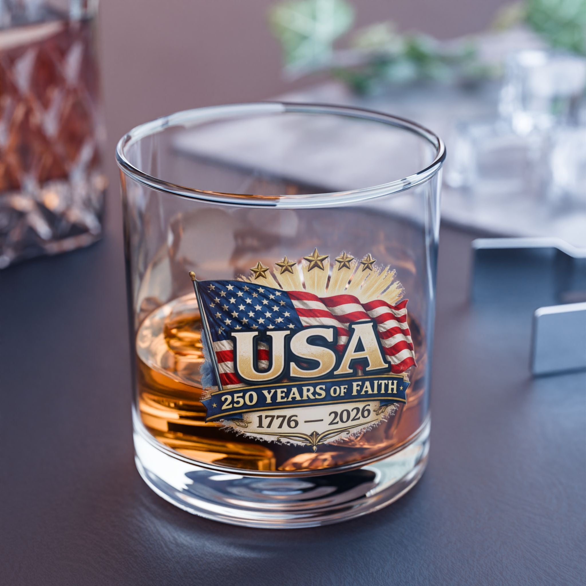 USA 250 Years of Faith 1776–2026 Patriotic Glass - PatriotDepot.com