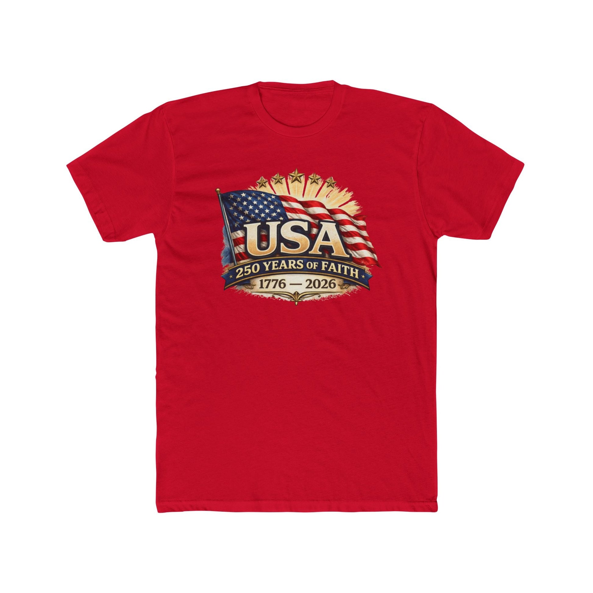 USA 250 Years of Faith 1776–2026 Patriotic T-Shirt - PatriotDepot.com