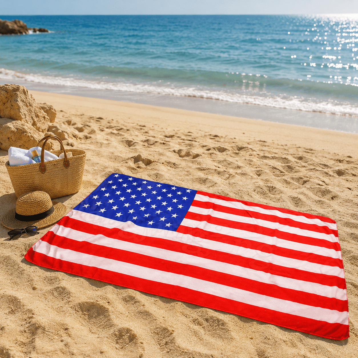 USA American Flag Beach Towel - PatriotDepot.com