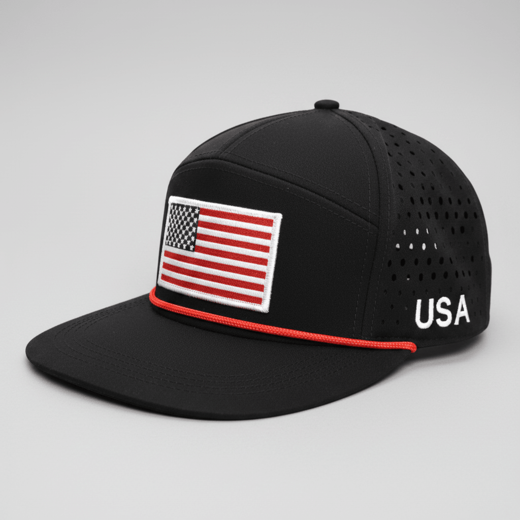 USA American Flag Performance Flat-Bill Snapback Hat - PatriotDepot.com