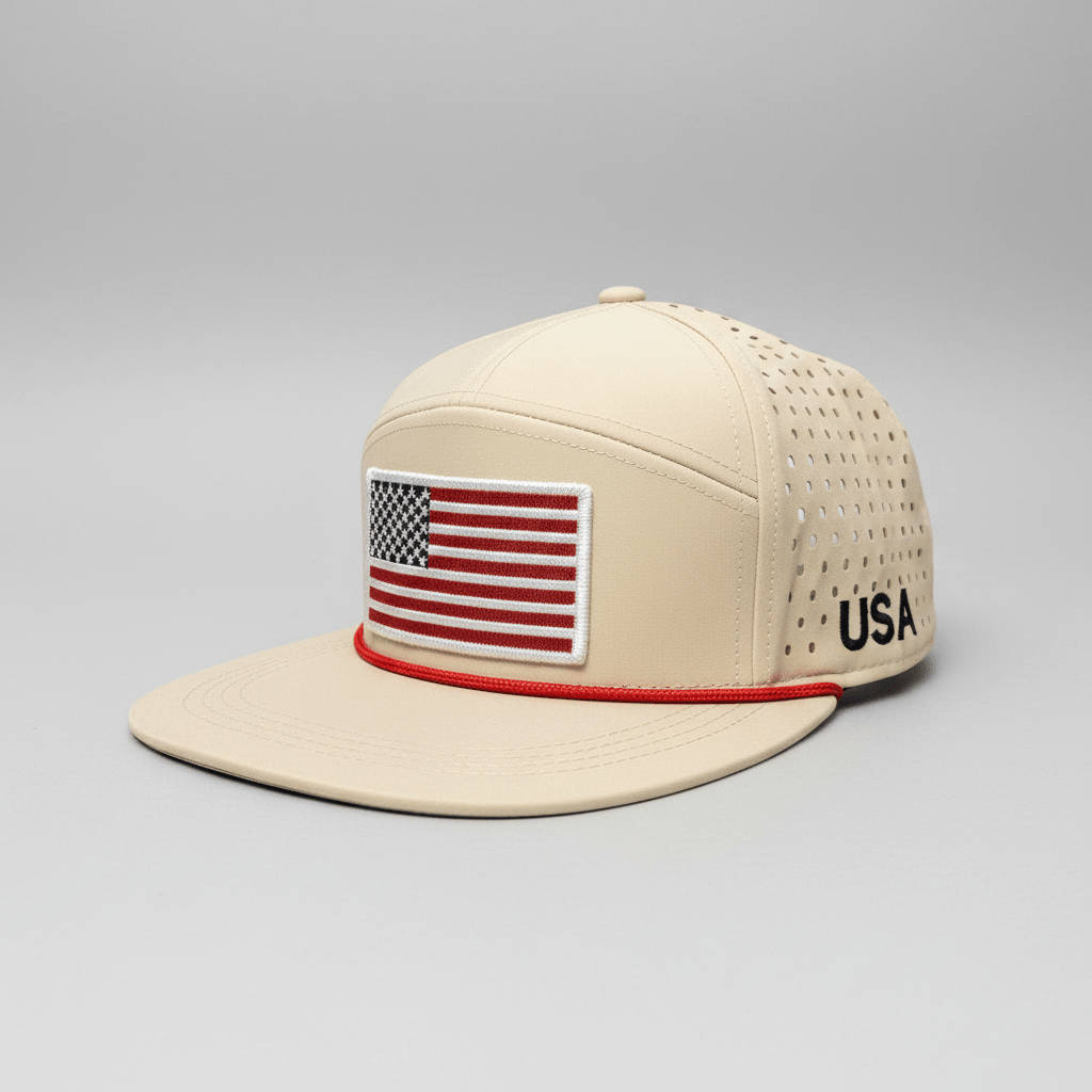 USA American Flag Performance Flat-Bill Snapback Hat - PatriotDepot.com