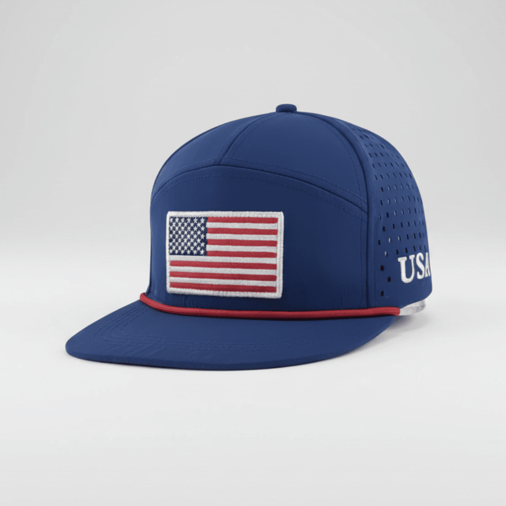 USA American Flag Performance Flat-Bill Snapback Hat - PatriotDepot.com