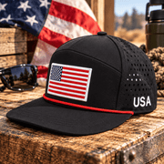 USA American Flag Performance Flat-Bill Snapback Hat - PatriotDepot.com