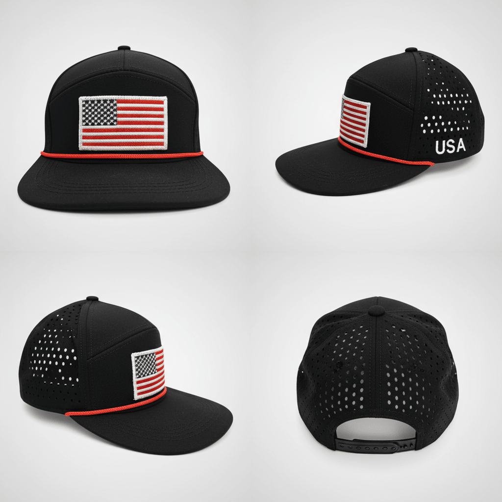 USA American Flag Performance Flat-Bill Snapback Hat - PatriotDepot.com