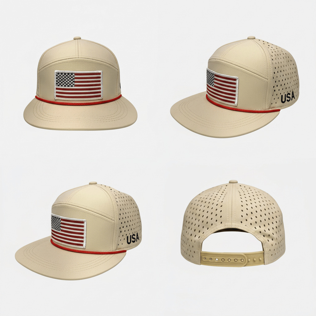 USA American Flag Performance Flat-Bill Snapback Hat - PatriotDepot.com