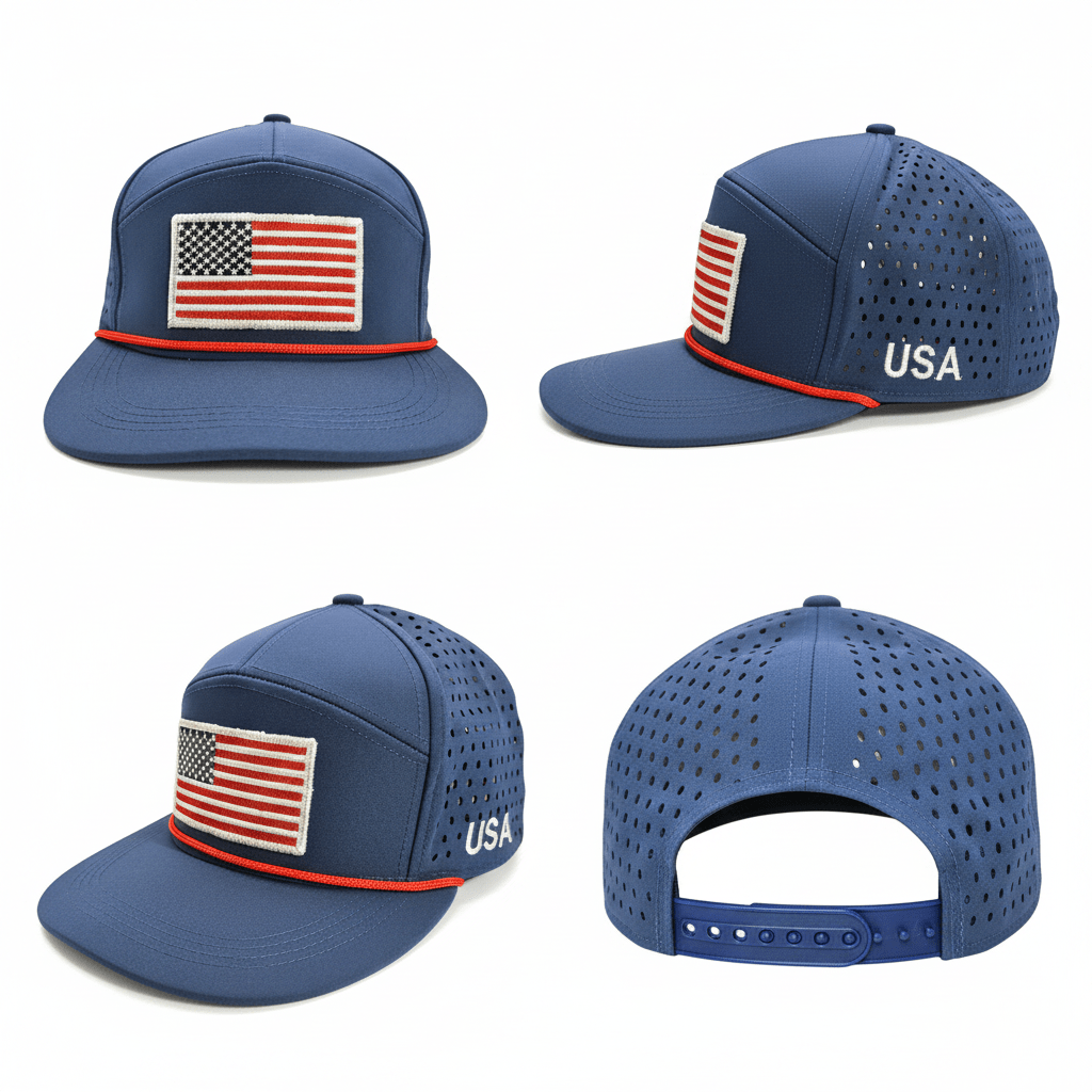 USA American Flag Performance Flat-Bill Snapback Hat - PatriotDepot.com
