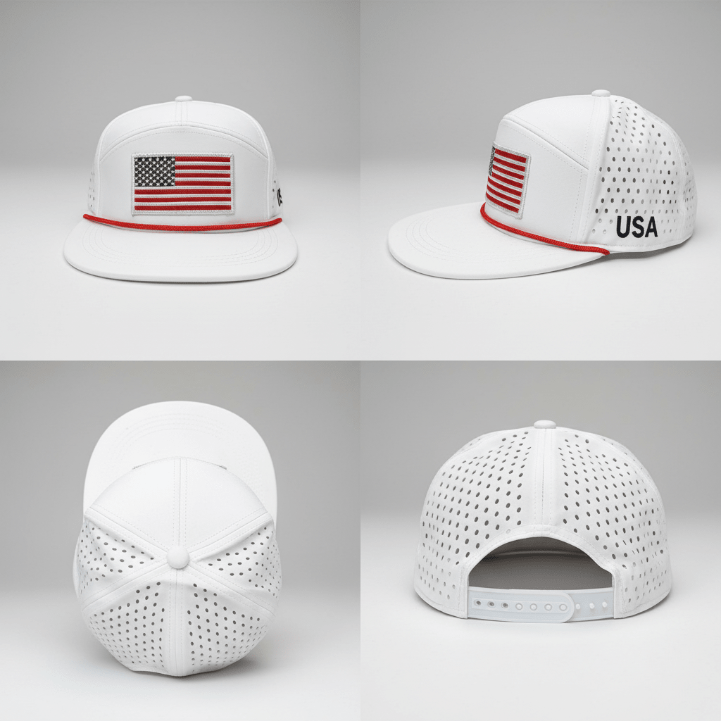 USA American Flag Performance Flat-Bill Snapback Hat - PatriotDepot.com