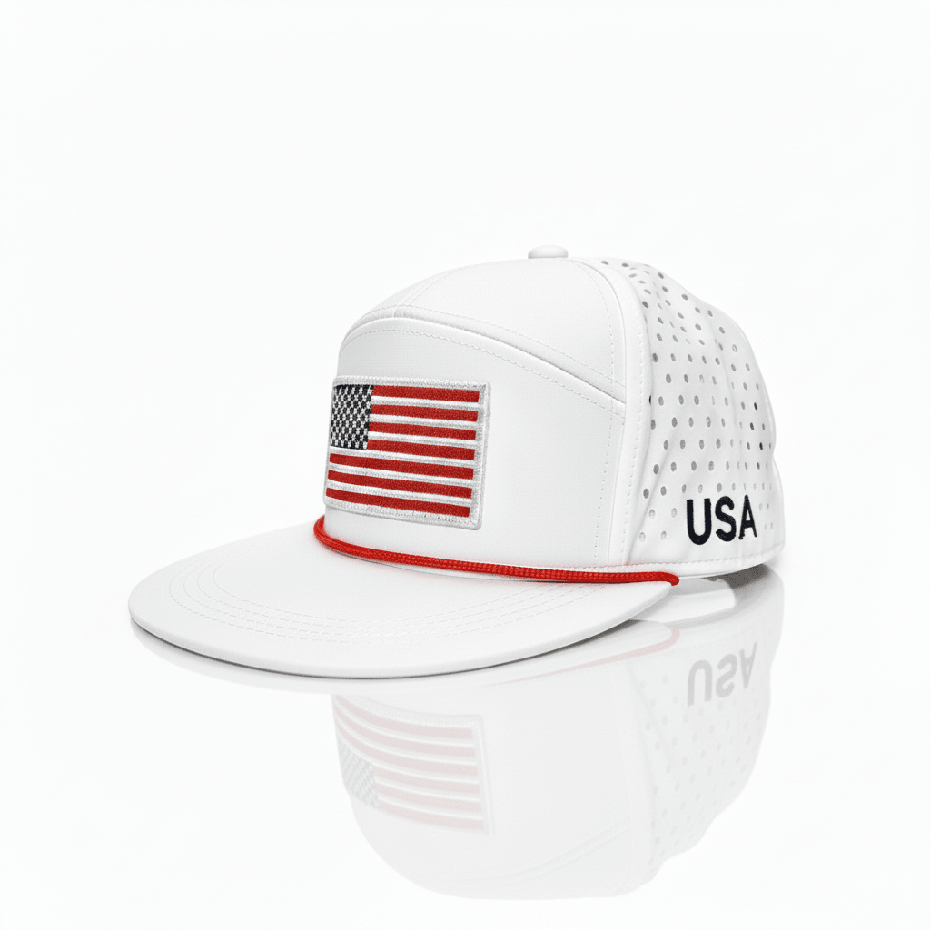 USA American Flag Performance Flat-Bill Snapback Hat - PatriotDepot.com