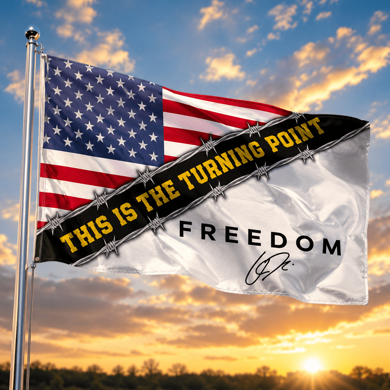 USA-Freedom "This Is Our Turning Point" Charlie Kirk 3'x5' Flag - PatriotDepot.com