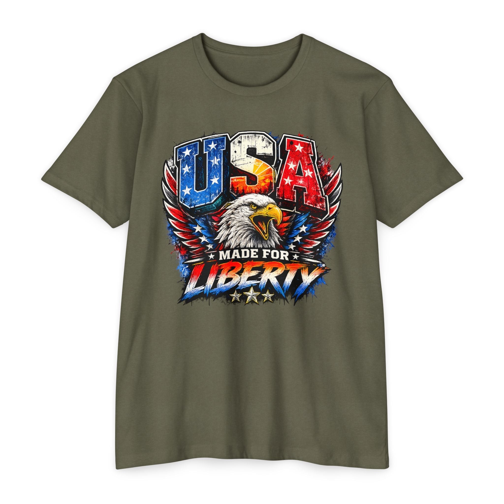 USA "Made for Liberty" Patriotic Eagle T-Shirt - PatriotDepot.com