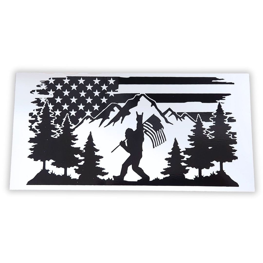 USA Sasquatch Bumper Sticker (Black & White) - PatriotDepot.com