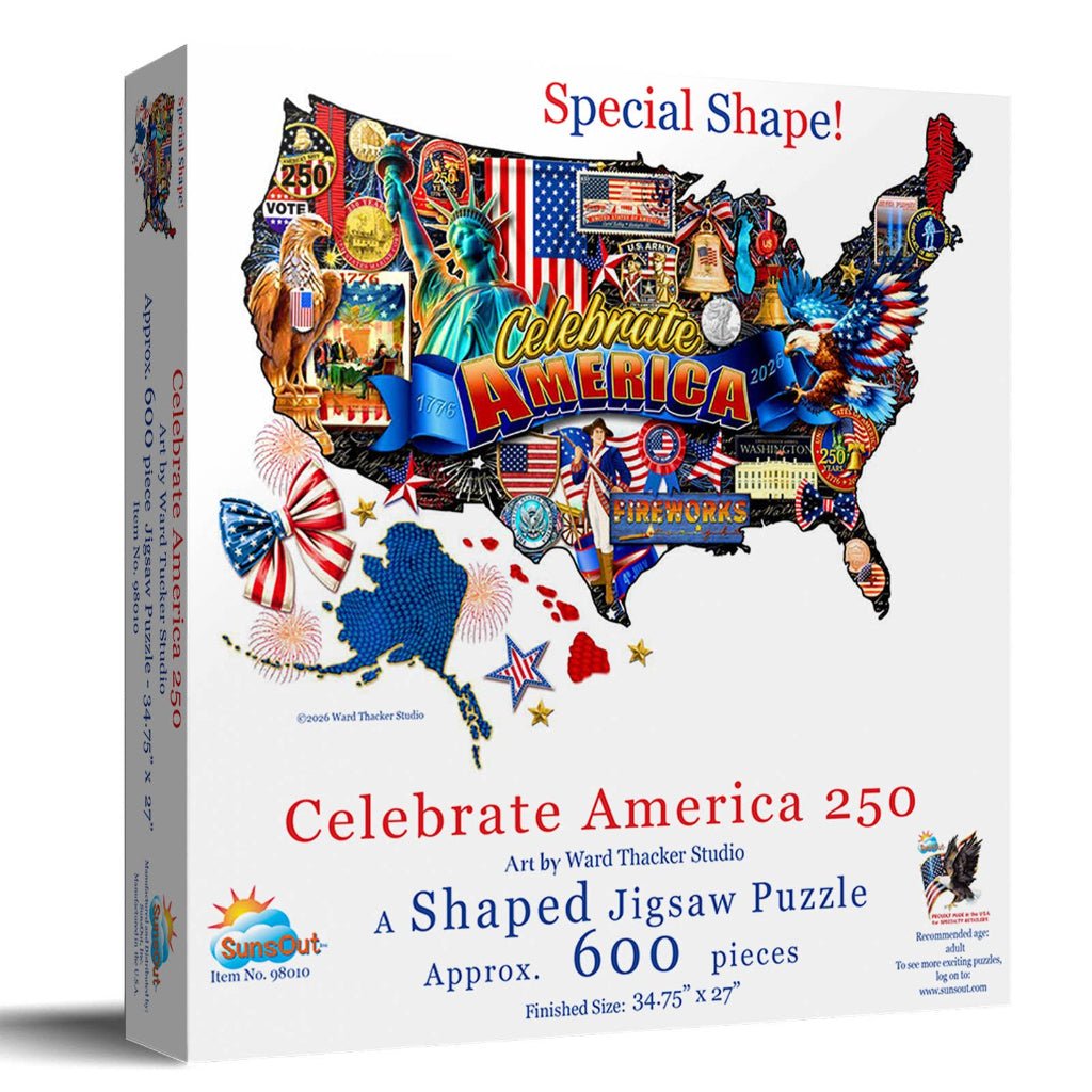 USA - Shaped America 250th Anniversary Jigsaw Puzzle | 600 Pieces - PatriotDepot.com