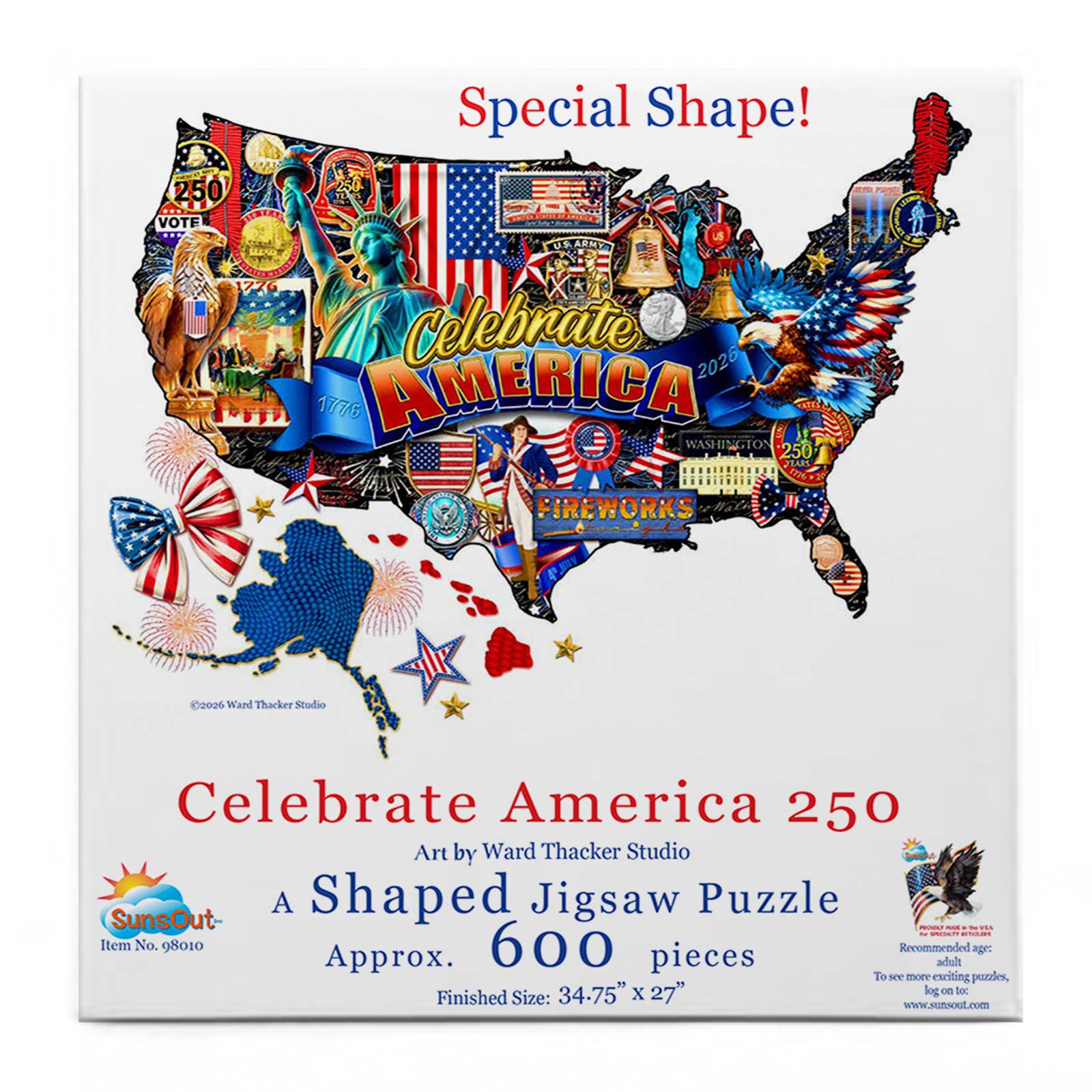 USA - Shaped America 250th Anniversary Jigsaw Puzzle | 600 Pieces - PatriotDepot.com