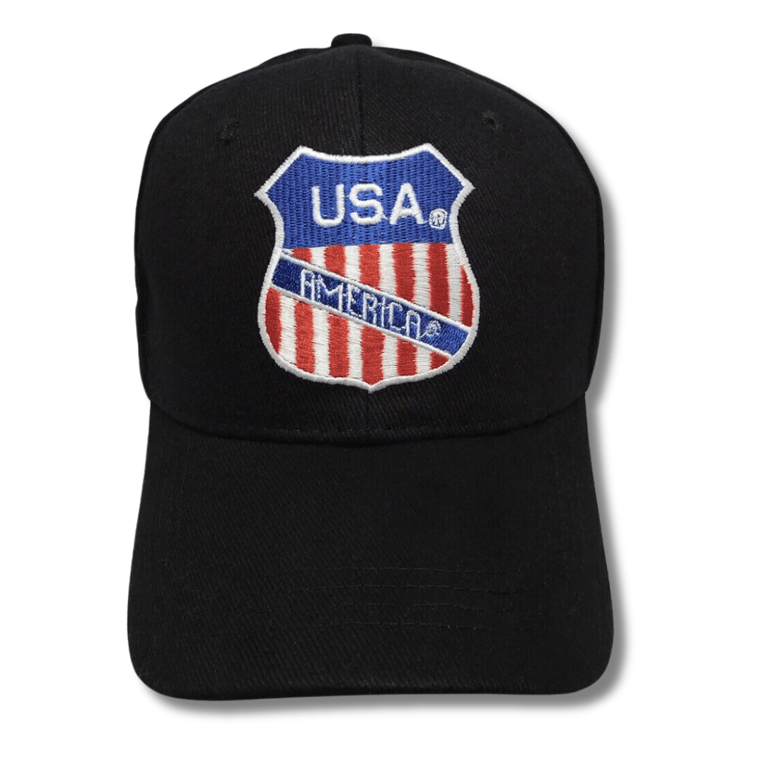 USA Shield Embroidered Patch Hat - PatriotDepot.com
