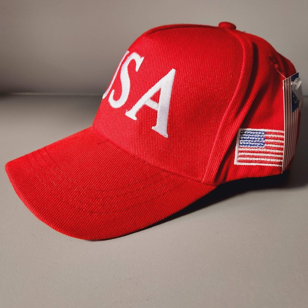USA Trump 45 100% Cotton Twill Embroidered Hat (Red) - PatriotDepot.com