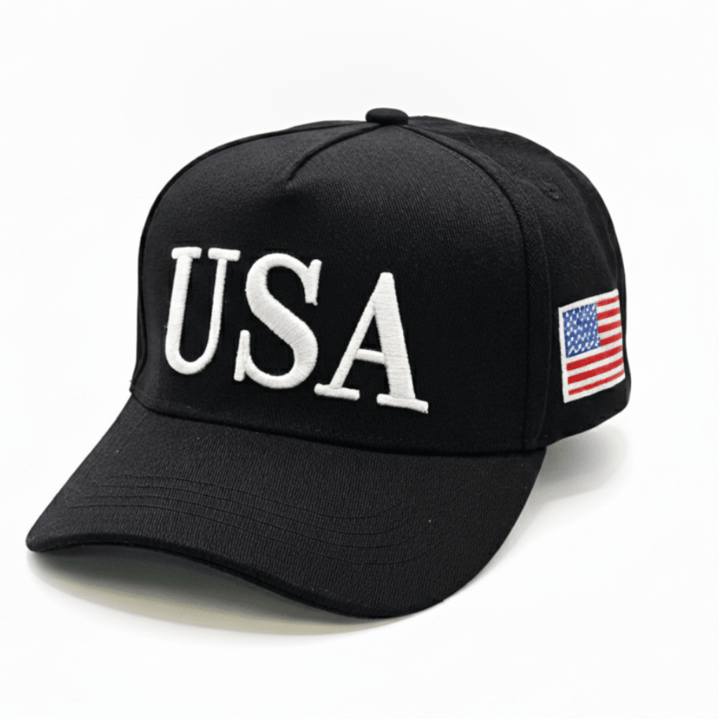 USA Trump Chainstitch Embroidered A-Frame Snapback Hat - PatriotDepot.com
