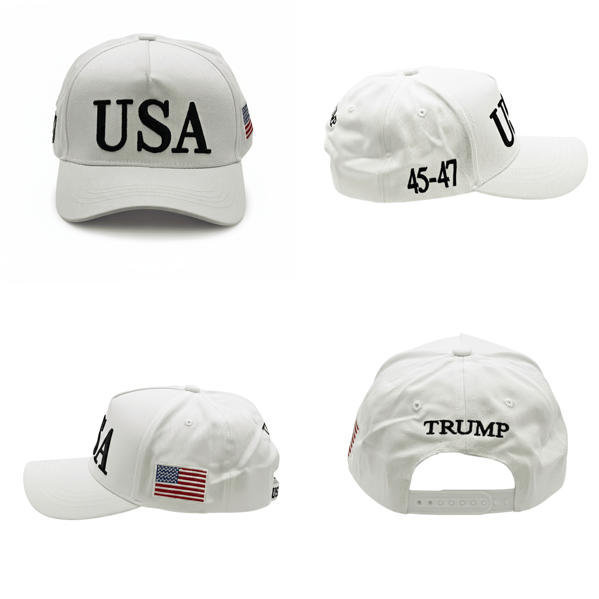 USA Trump Chainstitch Embroidered A-Frame Snapback Hat - PatriotDepot.com