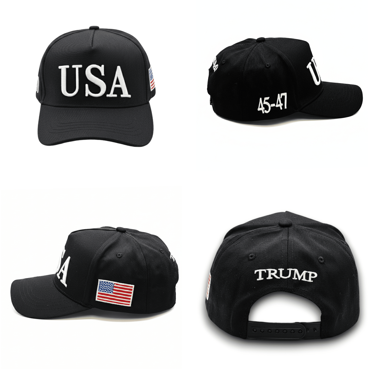 USA Trump Chainstitch Embroidered A-Frame Snapback Hat - PatriotDepot.com