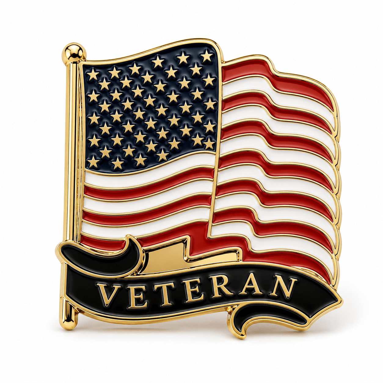 Veteran American Flag Gold Plated Lapel Pin - PatriotDepot.com