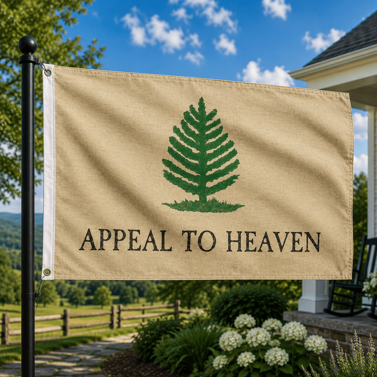 Vintage An Appeal to Heaven Gen. Washington Pine Flag - PatriotDepot.com