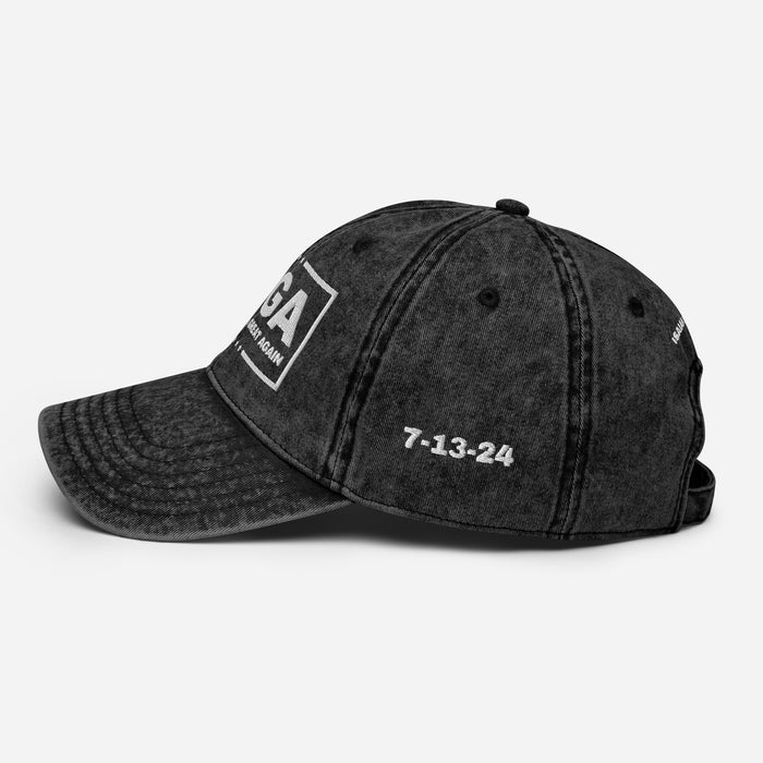 MAGA July 13, 2024 Trump Custom 4-Sided Embroidered Vintage Cotton Twill Cap