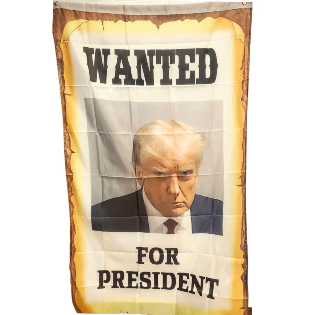 Wanted for President Trump Mugshot 3'x5' Flag - PatriotDepot.com