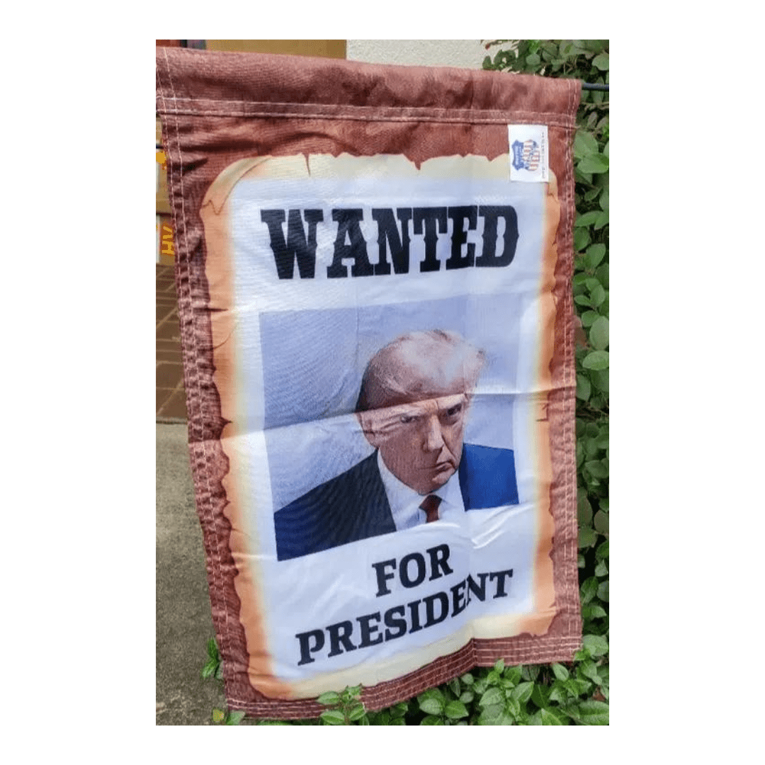 Wanted For President Trump Official Mugshot 12"x18" Garden Flag - PatriotDepot.com
