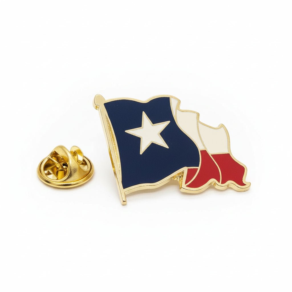 Waving Texas State Flag Enamel Lapel Pin - PatriotDepot.com