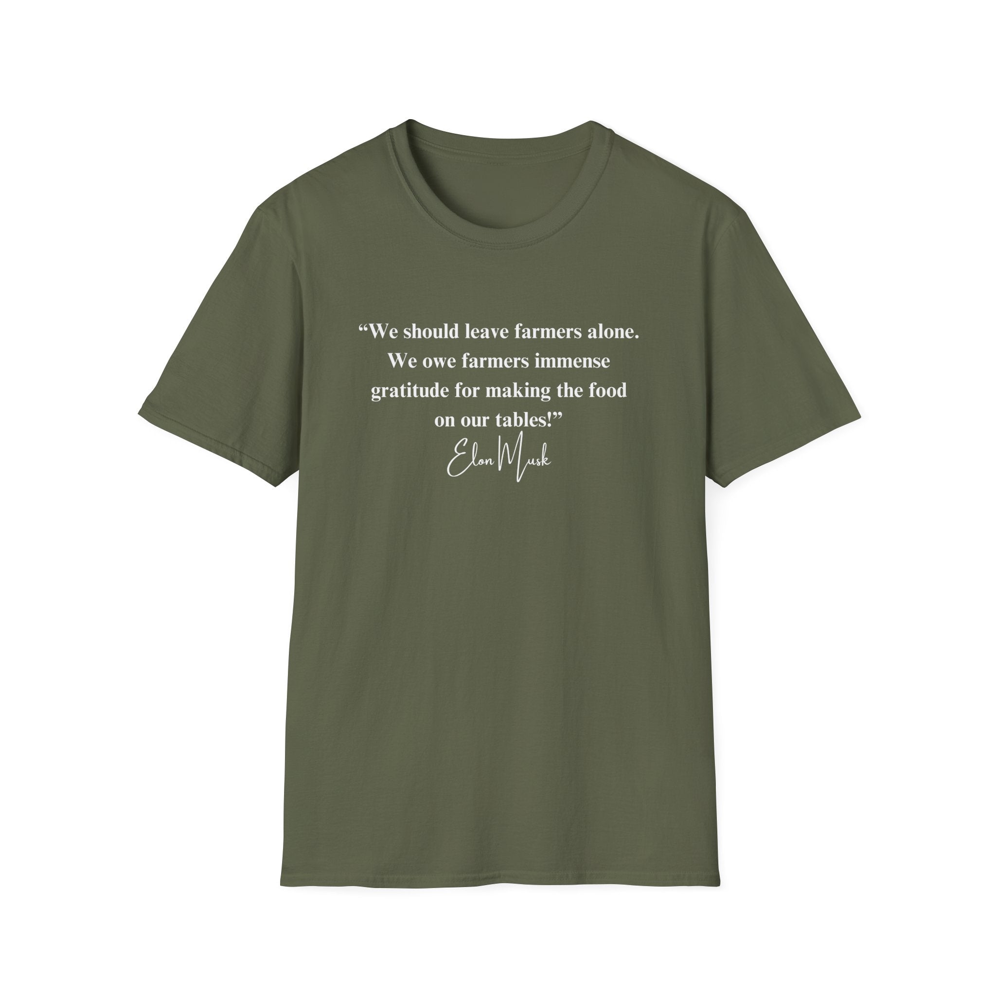 "We should leave farmers alone" Elon Musk Quote T-Shirt - PatriotDepot.com