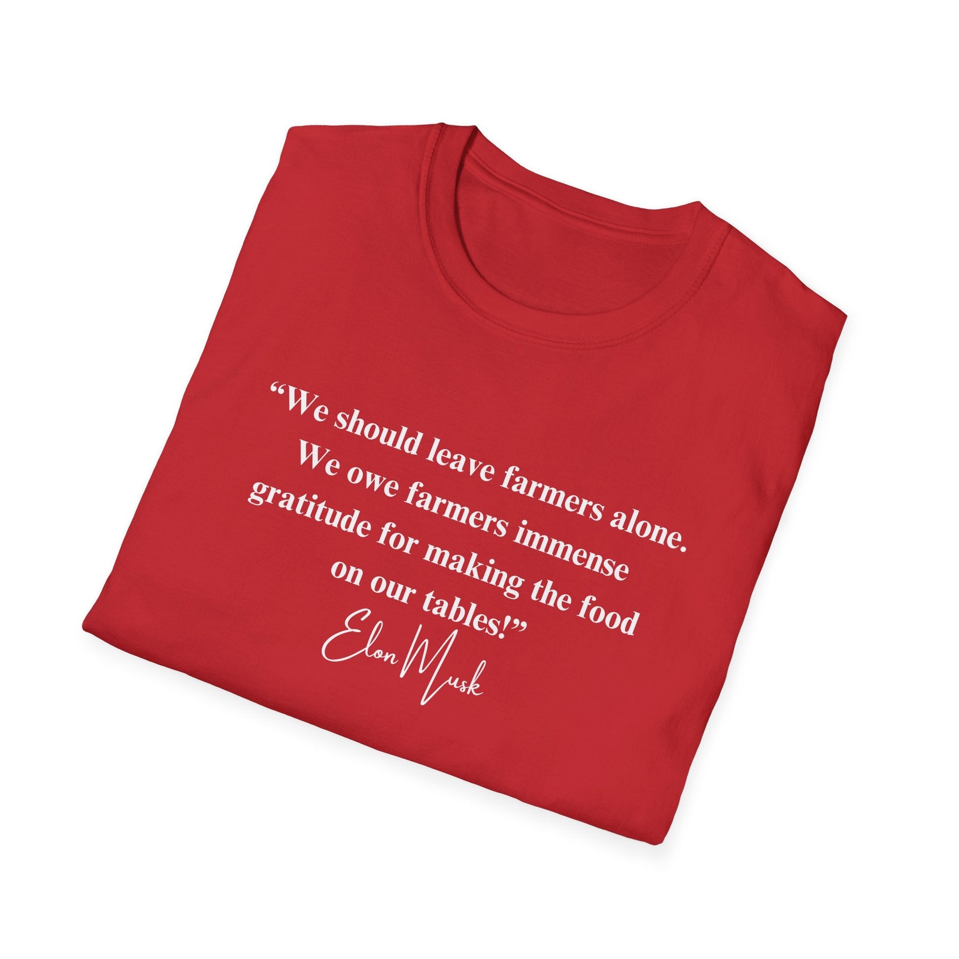 "We should leave farmers alone" Elon Musk Quote T-Shirt - PatriotDepot.com