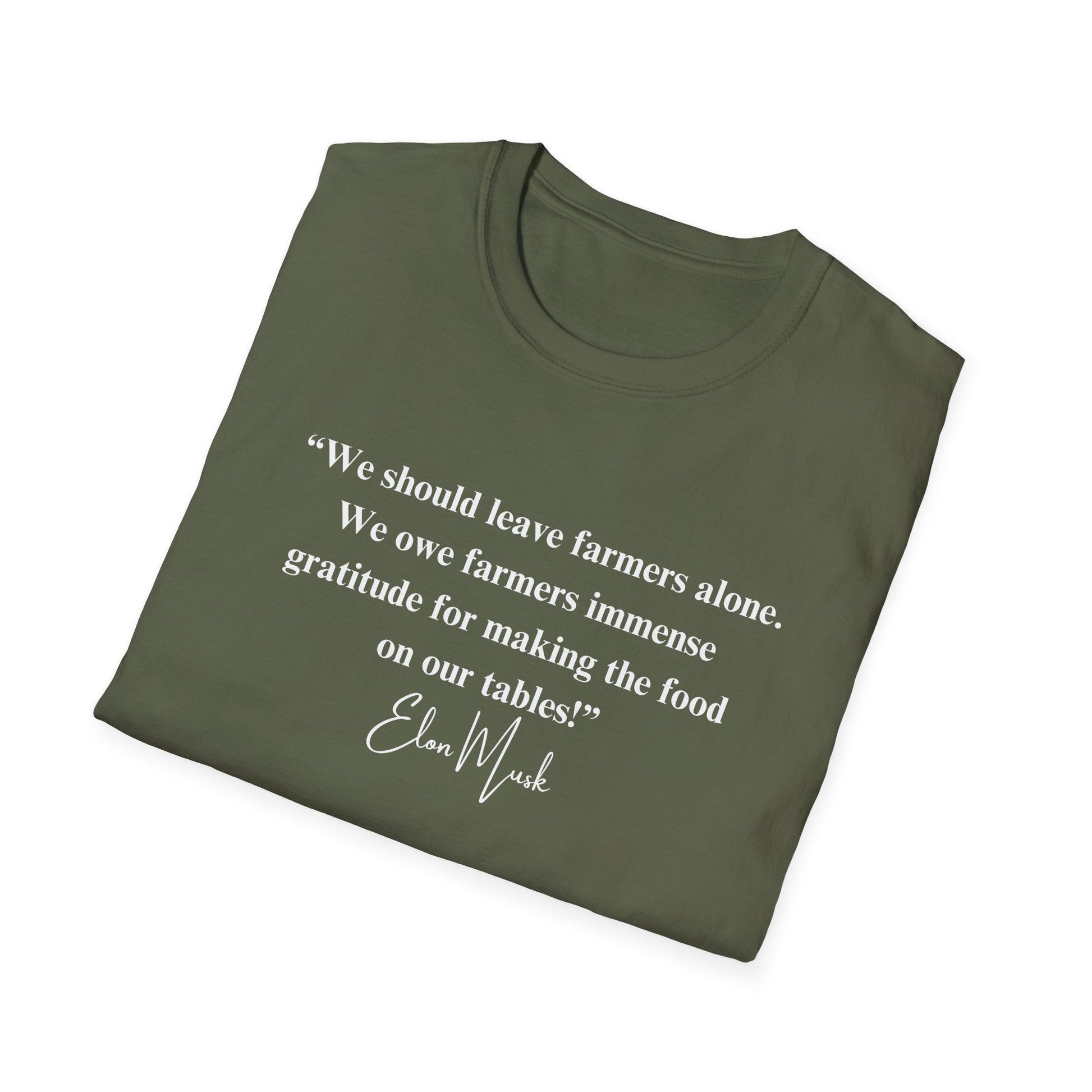 "We should leave farmers alone" Elon Musk Quote T-Shirt - PatriotDepot.com