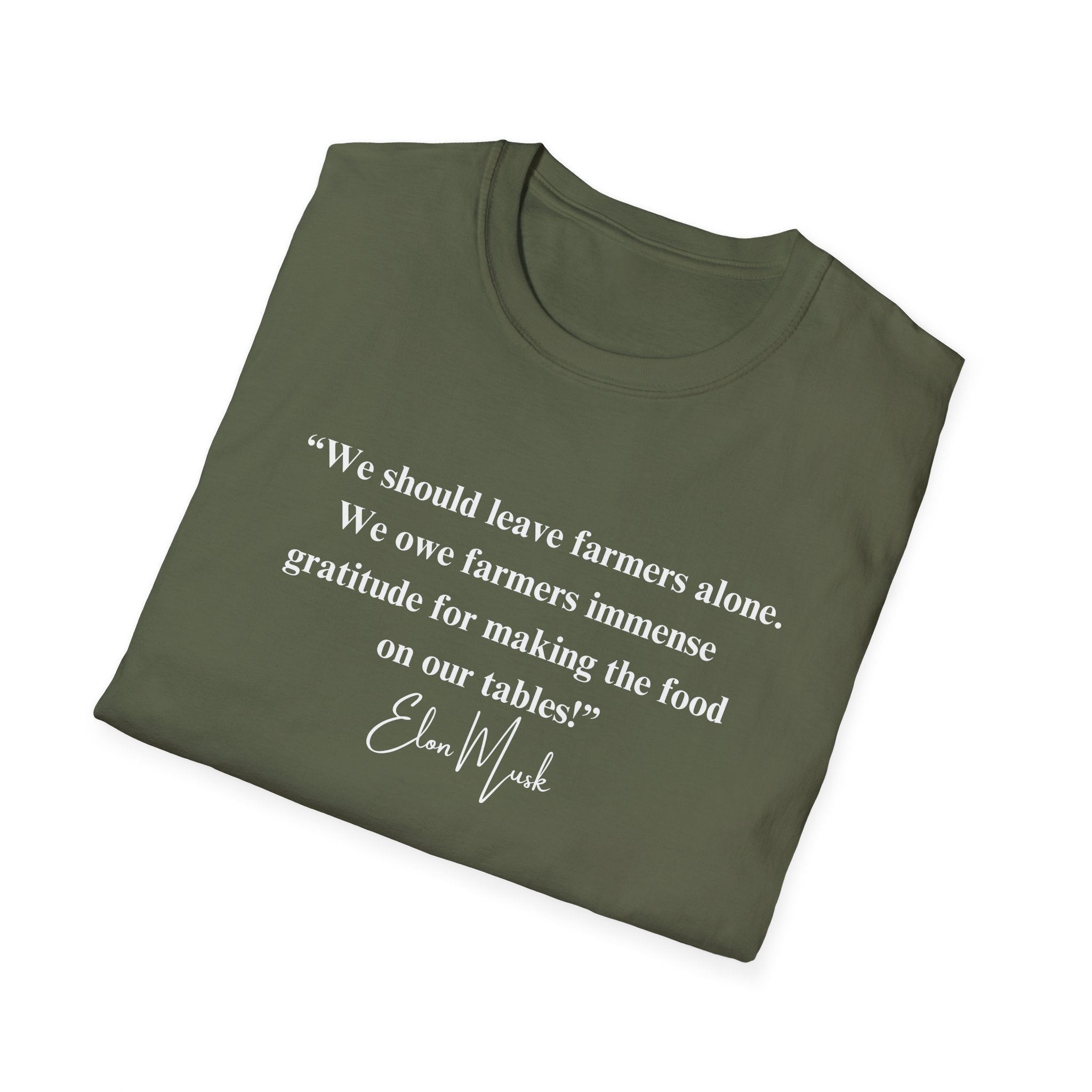 "We should leave farmers alone" Elon Musk Quote T-Shirt - PatriotDepot.com