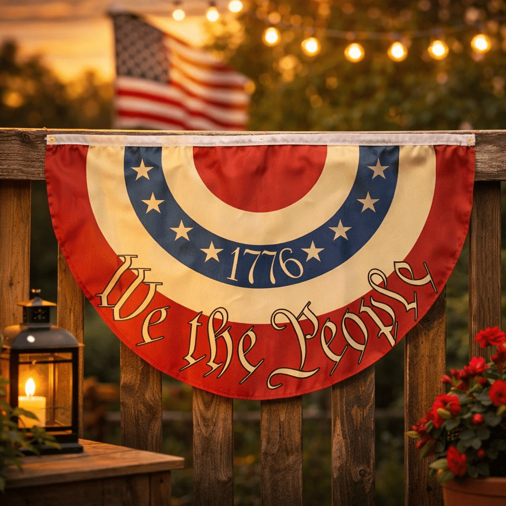 We The People 1776 Vintage Patriotic Fan Bunting America 250th 3'x5' - PatriotDepot.com