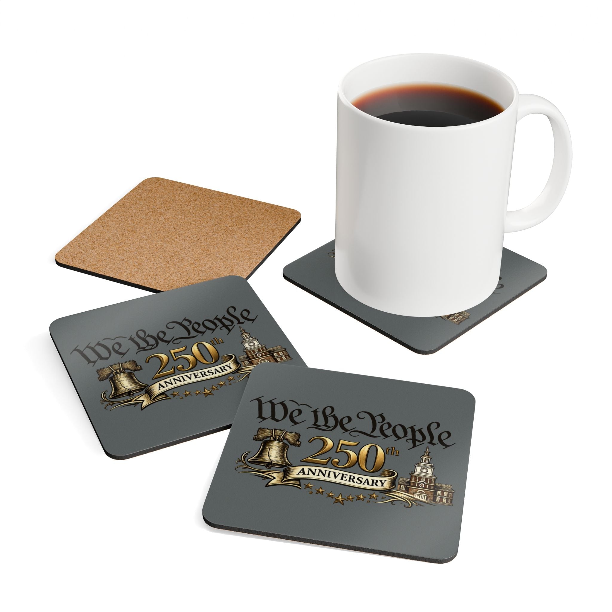 We the People 250th Anniversary Cork Coaster Set - PatriotDepot.com