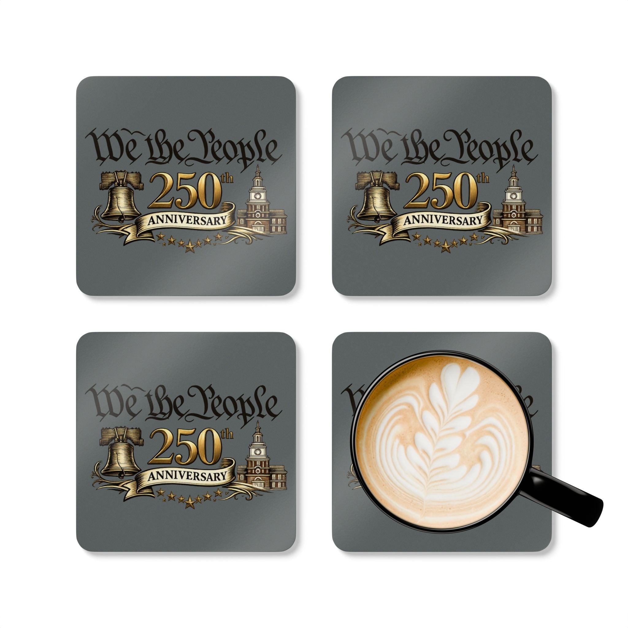 We the People 250th Anniversary Cork Coaster Set - PatriotDepot.com