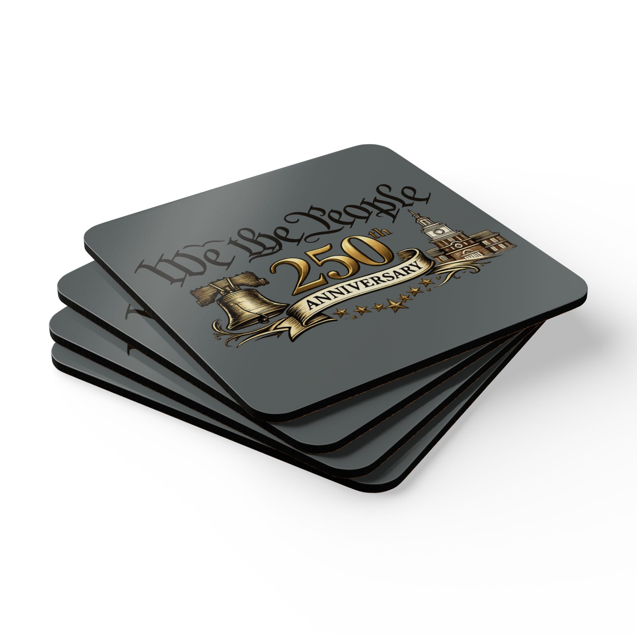 We the People 250th Anniversary Cork Coaster Set - PatriotDepot.com
