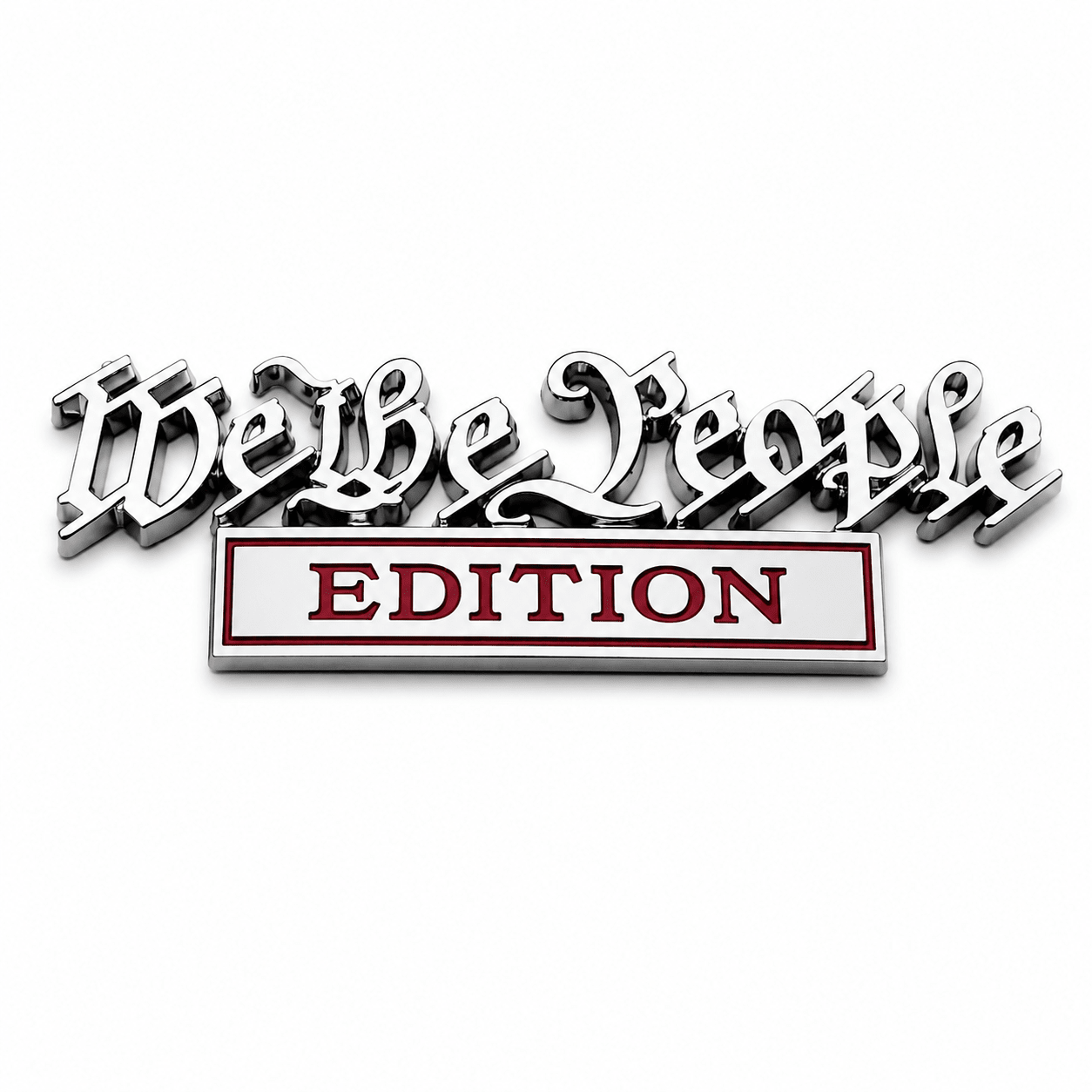 We the People Edition Auto Emblem (Silver/Red Trim) - PatriotDepot.com