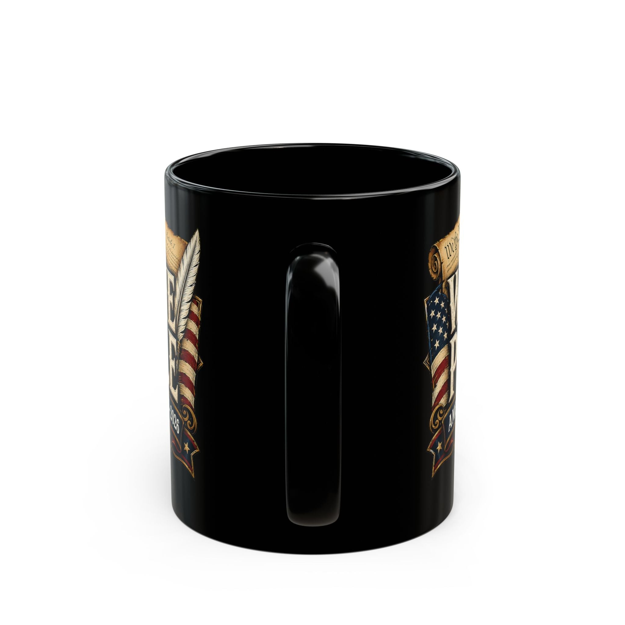 We The People Patriotic Coffee Mug – 1776–2026 American Anniversary Black Ceramic Cup - PatriotDepot.com