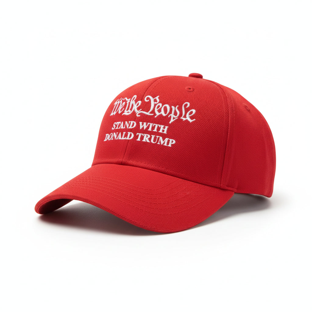 We the People Stand with Donald Trump Embroidered Hat (Red) - PatriotDepot.com