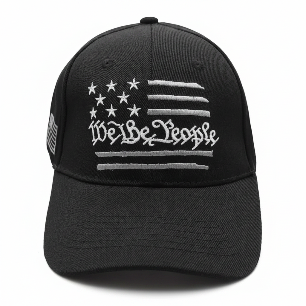 We the People (Stars & Stripes) Embroidered Hat (Black) - PatriotDepot.com