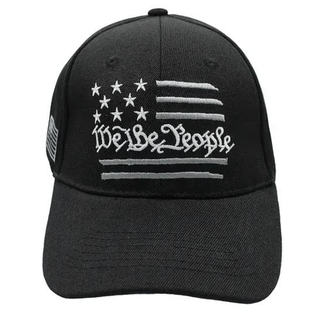 We the People (Stars & Stripes) Embroidered Hat (Black) - PatriotDepot.com